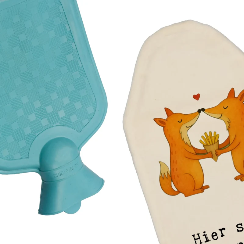 Personalisierte Wärmflasche Füchse Liebe Pommes
