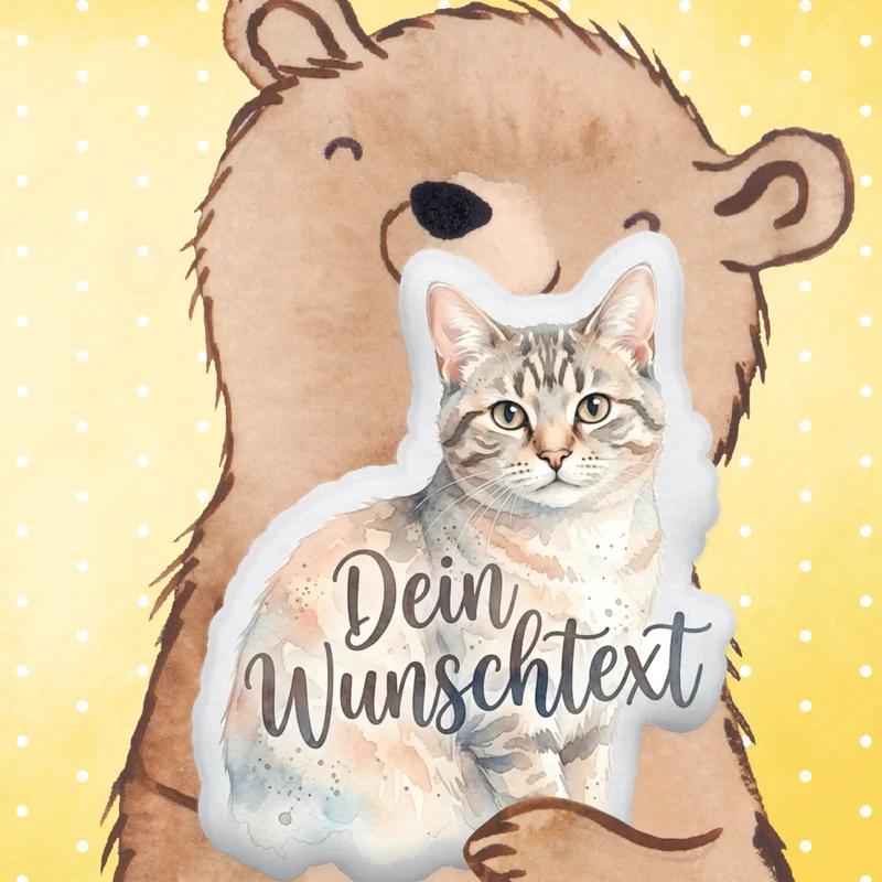 Personalisiertes Formkissen Haustier im Stil einer Aquarell Zeichnung