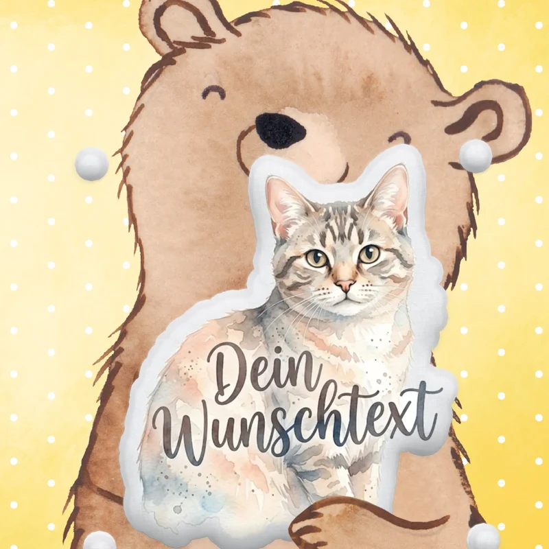 Personalisiertes Formkissen Haustier im Stil einer Aquarell Zeichnung