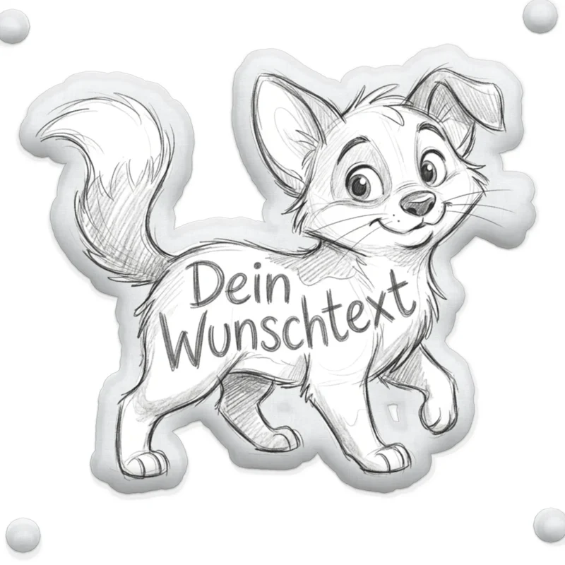 Personalisiertes Formkissen Haustier im Stil einer Bleistift Zeichnung