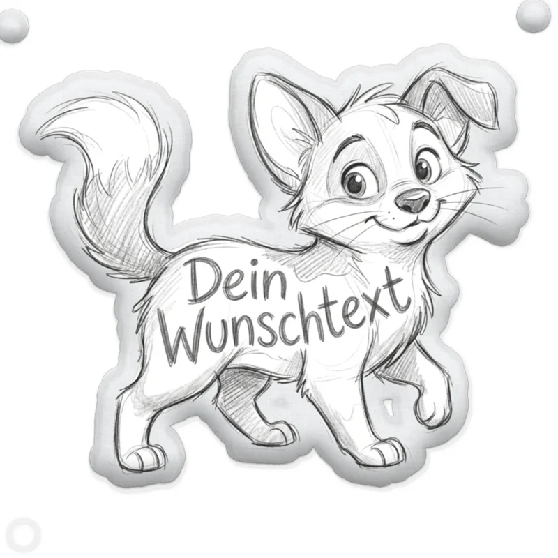 Personalisiertes Formkissen Haustier im Stil einer Bleistift Zeichnung