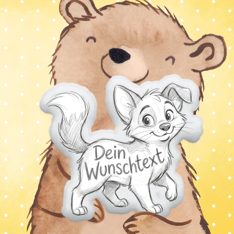 Personalisiertes Formkissen Haustier im Stil einer Bleistift Zeichnung