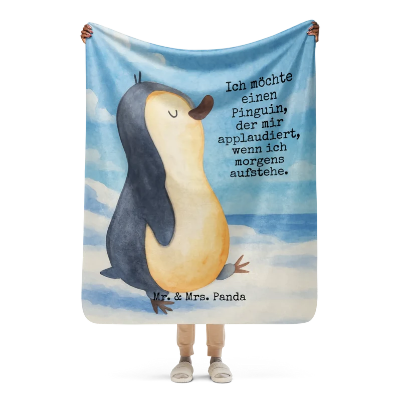 Sherpa Kuscheldecke Pinguin marschieren Design