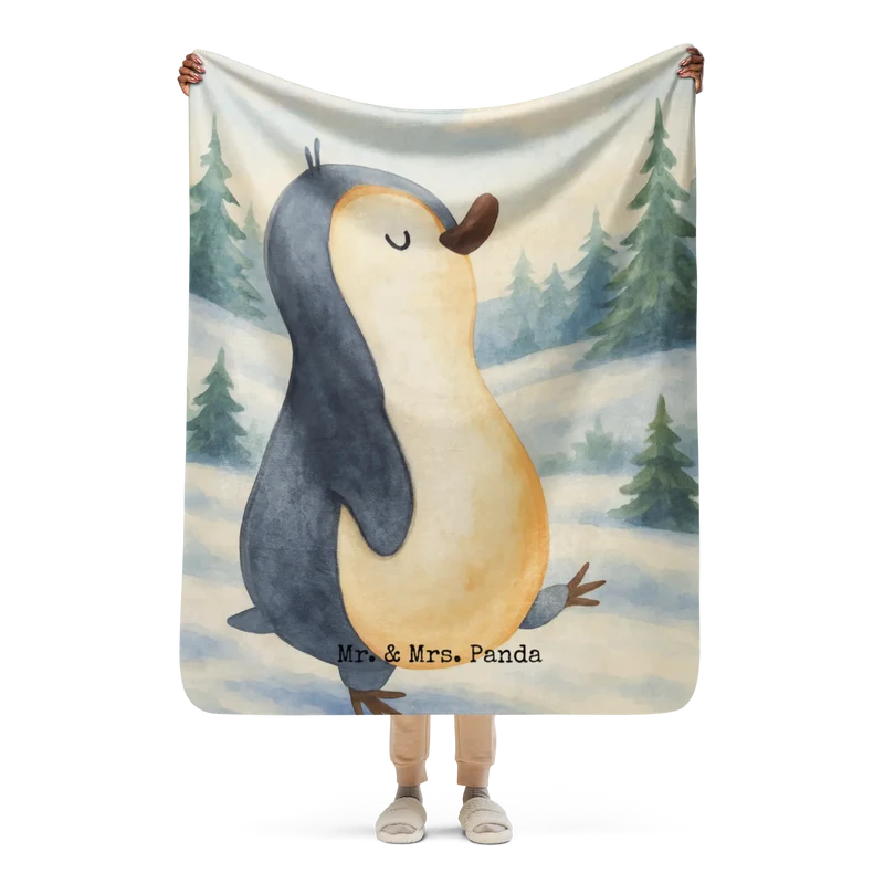 Sherpa Kuscheldecke Pinguin marschieren Design