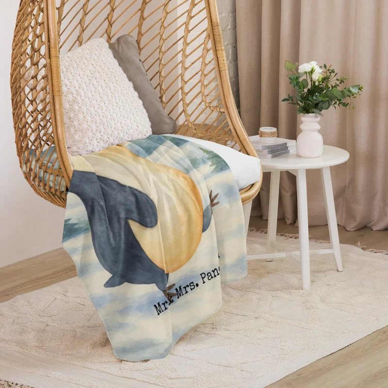 Sherpa Kuscheldecke Pinguin marschieren Design