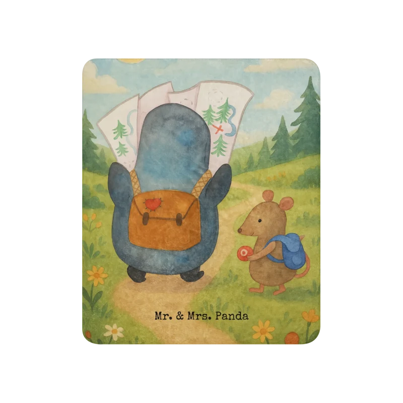 Sherpa Kuscheldecke Pinguin & Maus Wanderer Design