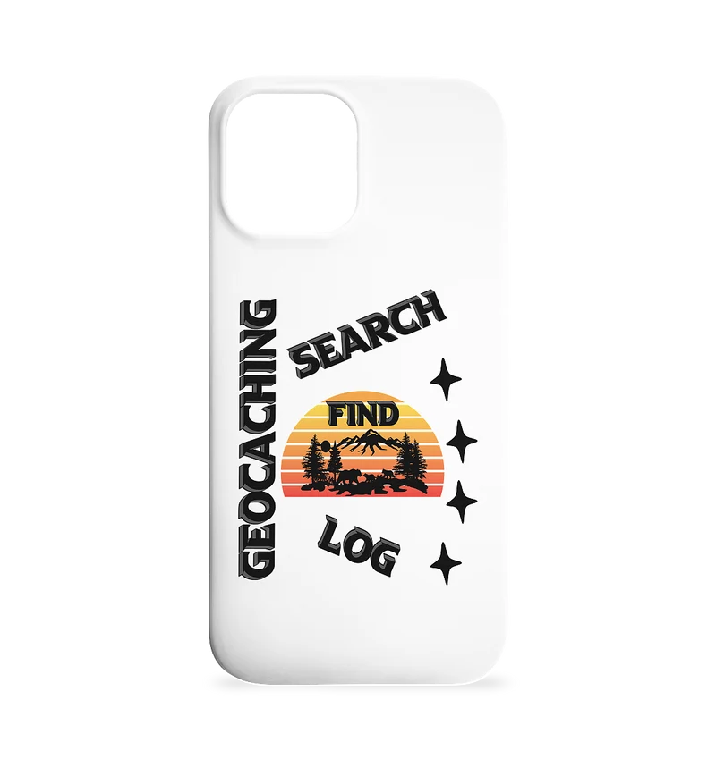 Geocaching, Suchen, Finden und Log, Geocache Schwarzes Design - Iphone 12 Max Handyhülle