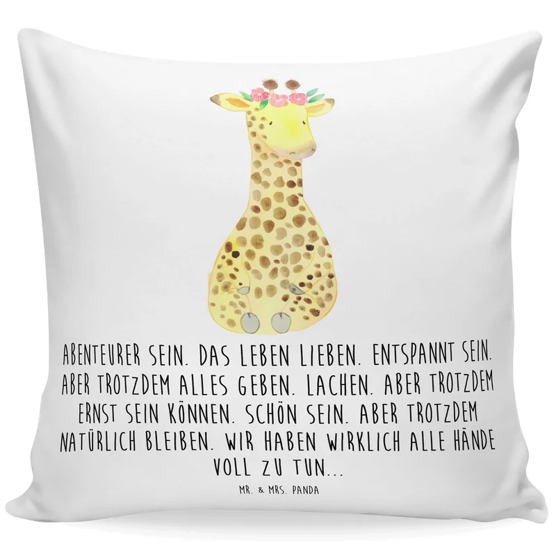 40x40 Kissen Giraffe Blumenkranz