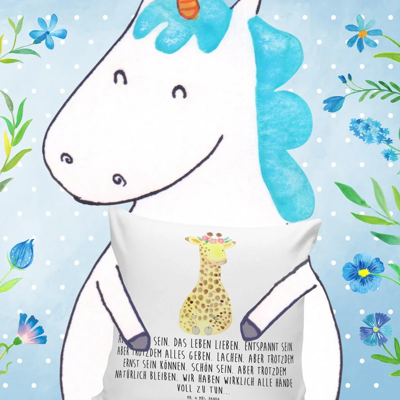40x40 Kissen Giraffe Blumenkranz