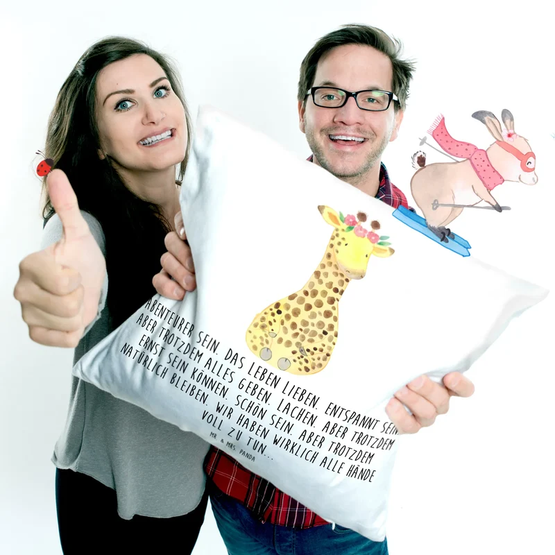 40x40 Kissen Giraffe Blumenkranz