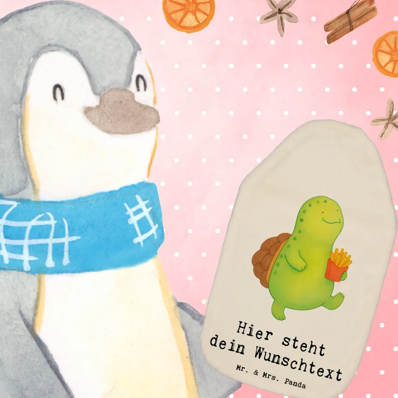 Personalisierte Wärmflasche Schildkröte Pommes