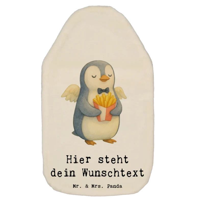 Personalisierte Wärmflasche Pinguin Engel Pommes