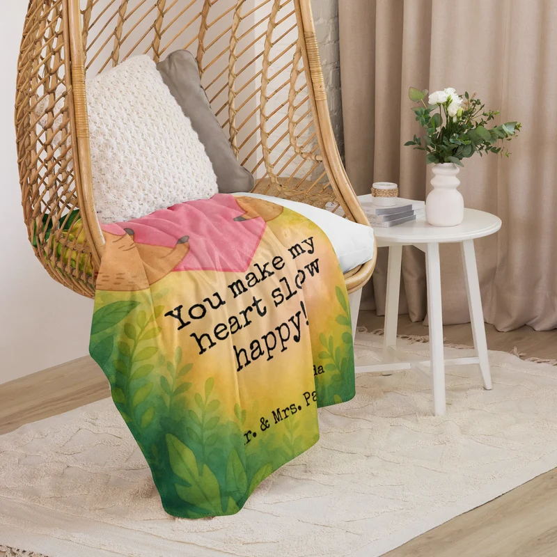 Sherpa Kuscheldecke Faultiere Herz Design