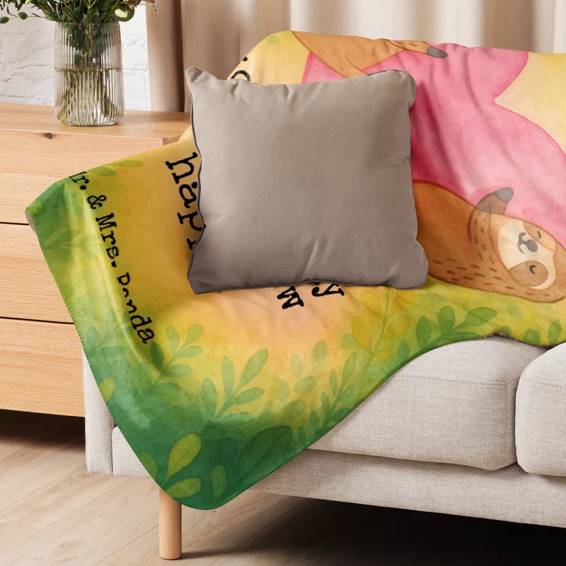 Sherpa Kuscheldecke Faultiere Herz Design
