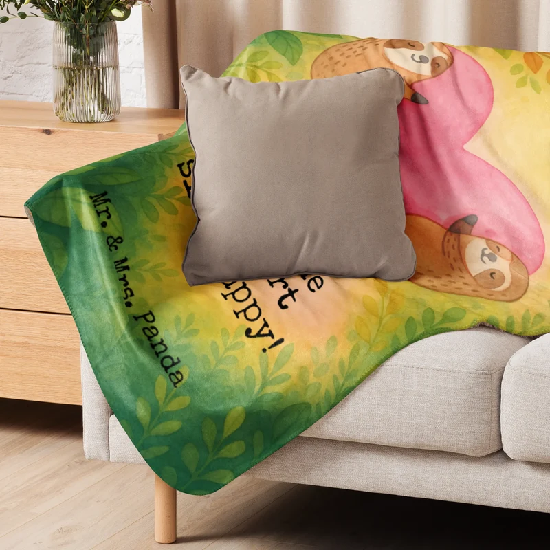 Sherpa Kuscheldecke Faultiere Herz Design