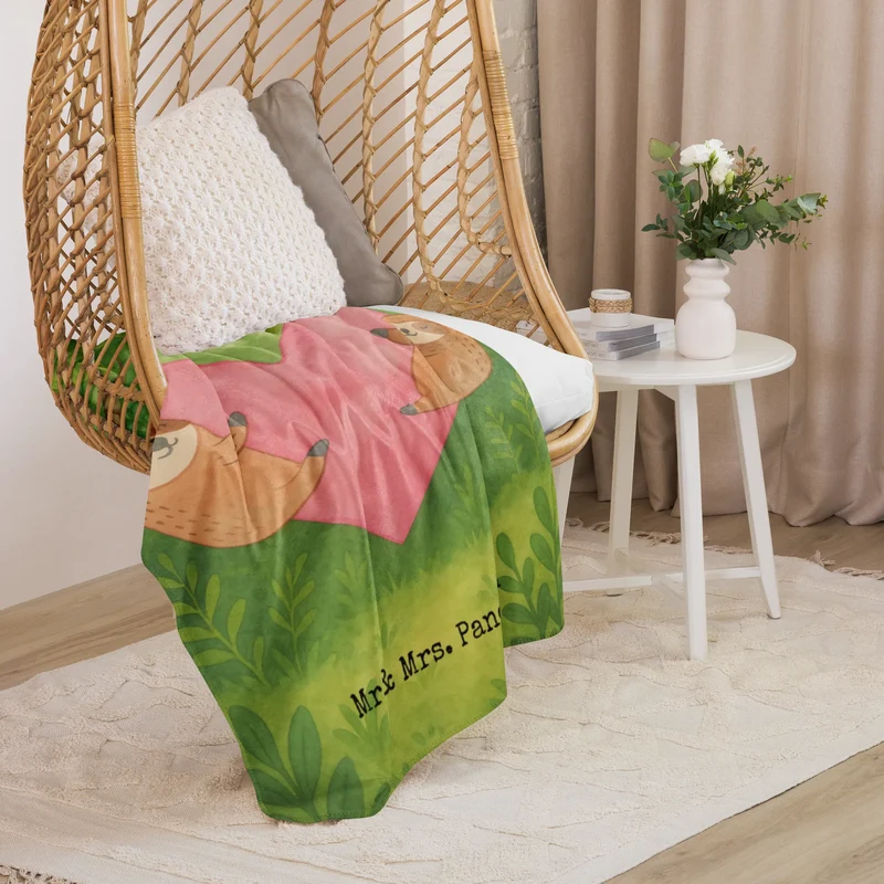 Sherpa Kuscheldecke Faultiere Herz Design