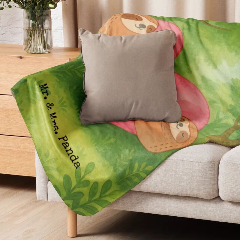 Sherpa Kuscheldecke Faultiere Herz Design