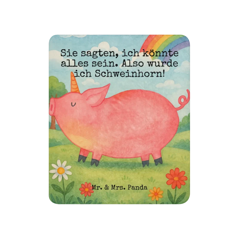 Sherpa Kuscheldecke Einhorn Schwein Design
