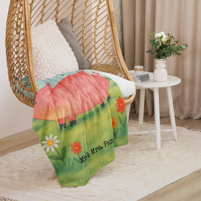 Sherpa Kuscheldecke Einhorn Schwein Design