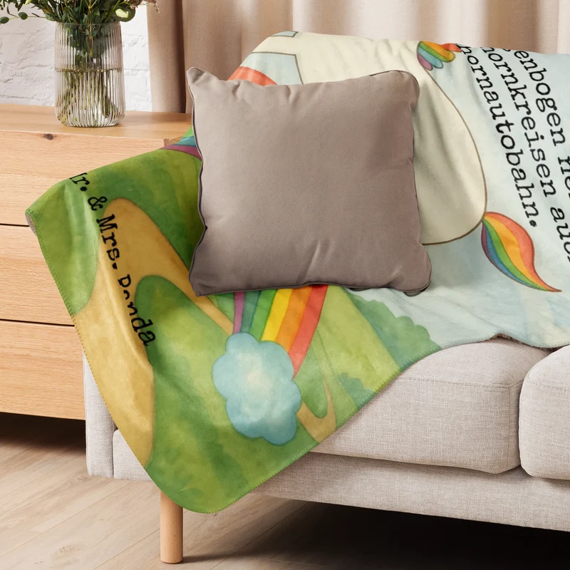 Sherpa Kuscheldecke Einhorn Regenbogen Design