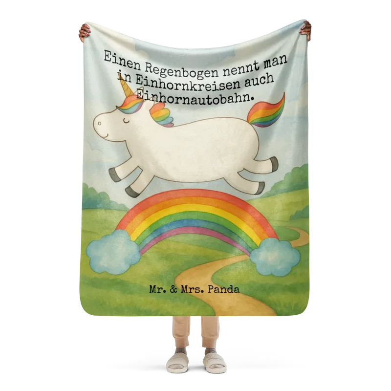 Sherpa Kuscheldecke Einhorn Regenbogen Design