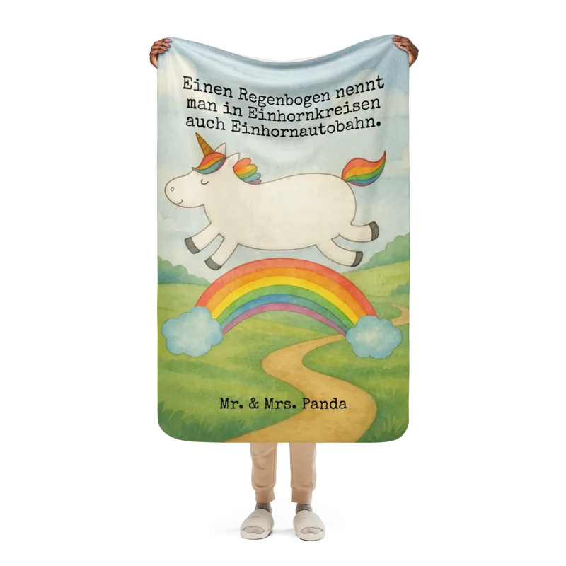 Sherpa Kuscheldecke Einhorn Regenbogen Design