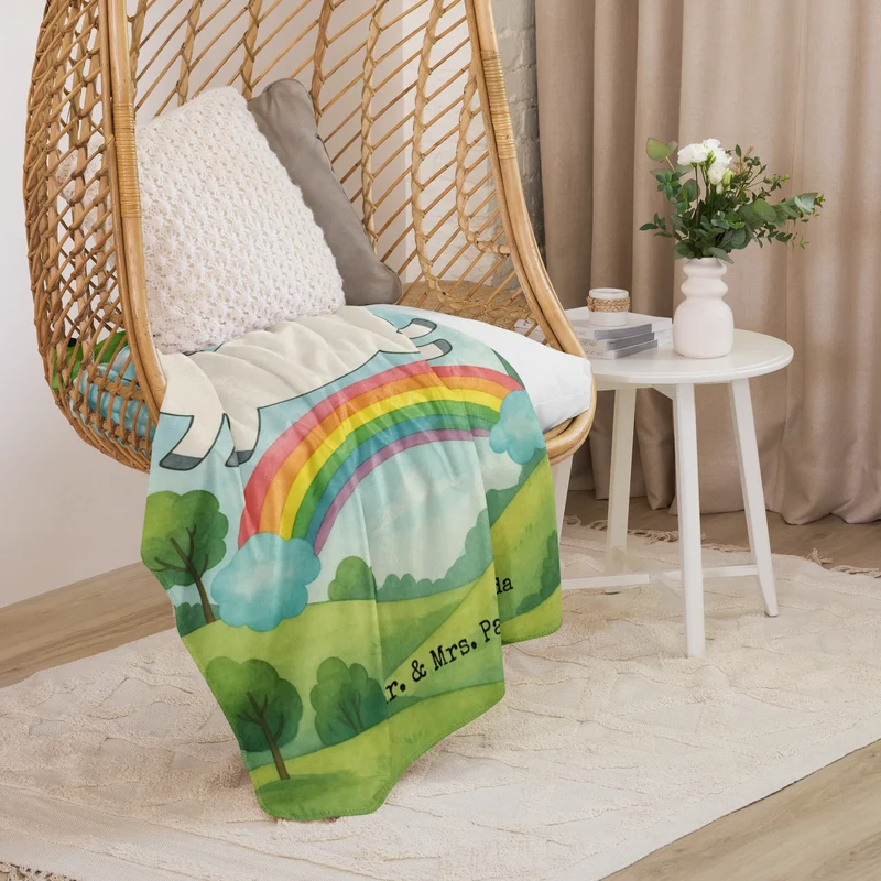 Sherpa Kuscheldecke Einhorn Regenbogen Design
