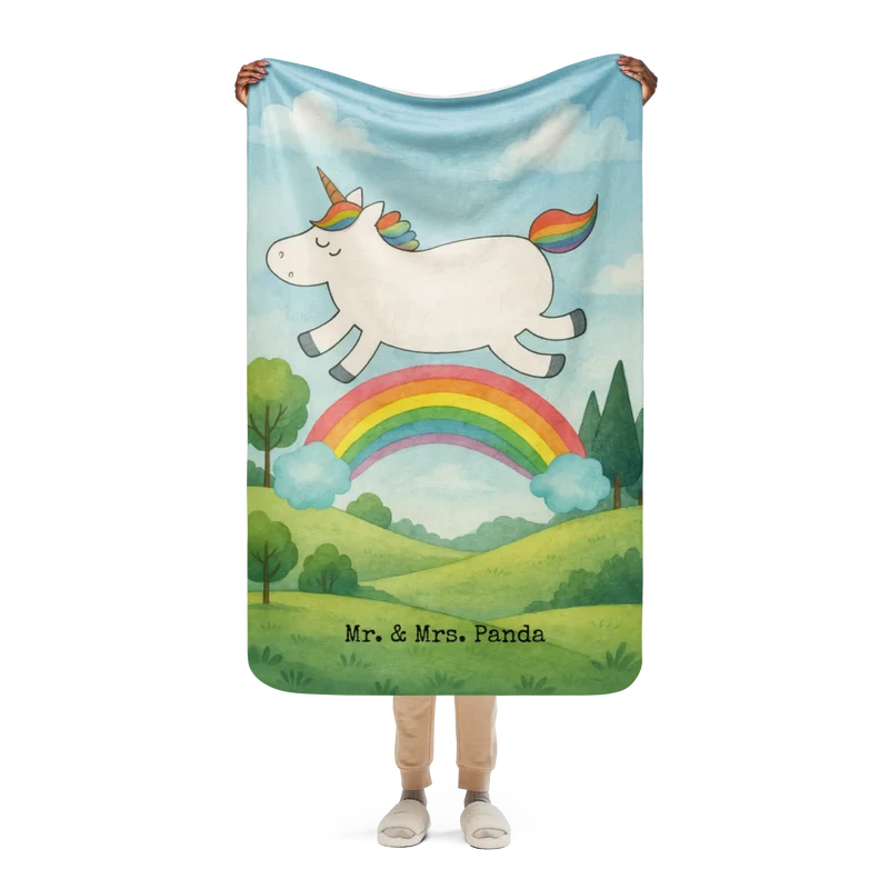 Sherpa Kuscheldecke Einhorn Regenbogen Design