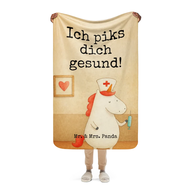 Sherpa Kuscheldecke Einhorn Krankenschwester Design