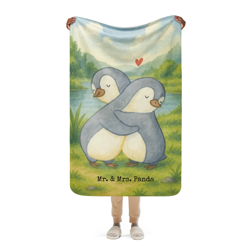 Sherpa Kuscheldecke Pinguine Kuscheln Design
