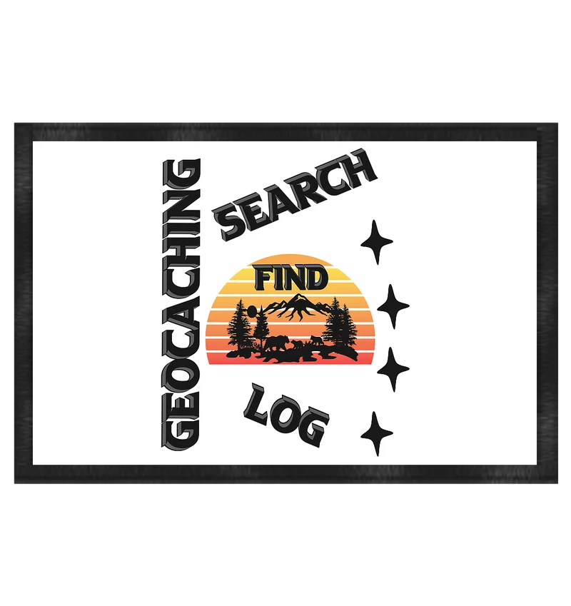 Geocaching, Suchen, Finden und Log, Geocache Schwarzes Design - Fußmatte 60x40cm