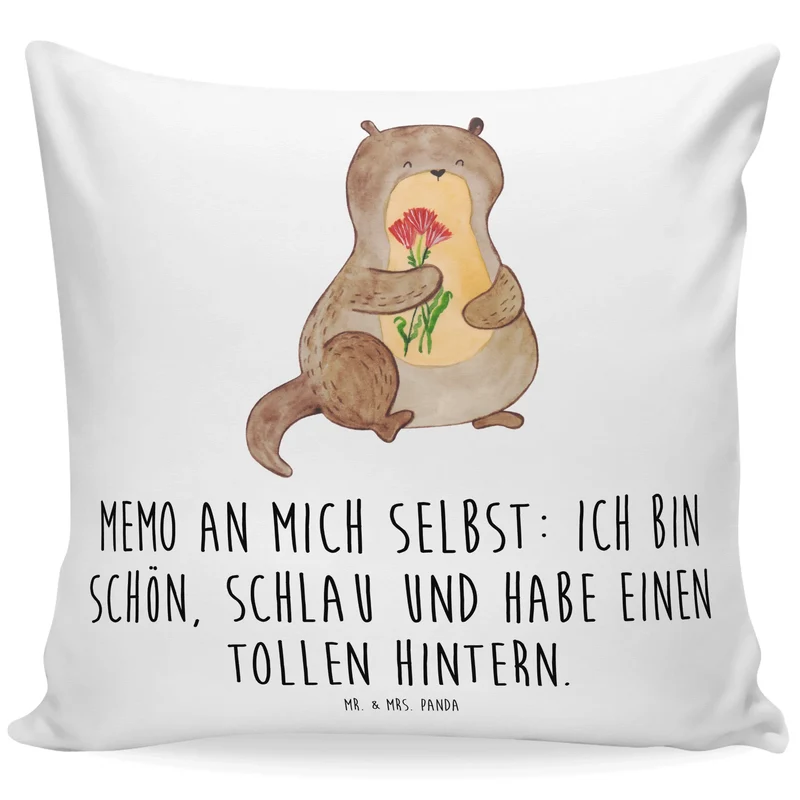 40x40 Kissen Otter Blumenstrauß