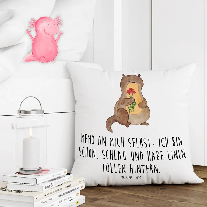 40x40 Kissen Otter Blumenstrauß