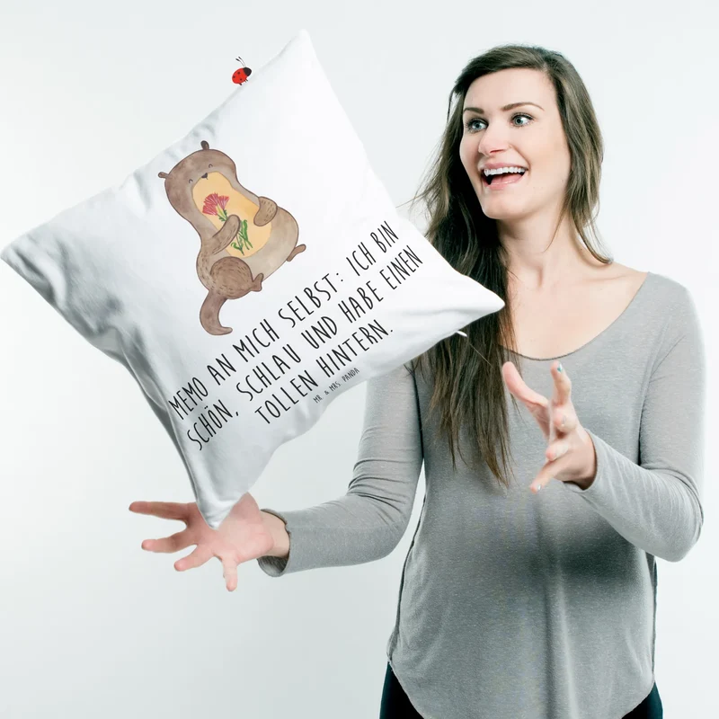 40x40 Kissen Otter Blumenstrauß