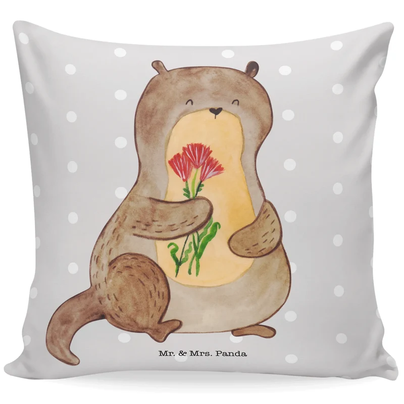 40x40 Kissen Otter Blumenstrauß