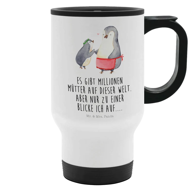 Thermobecher Pinguin mit Kind