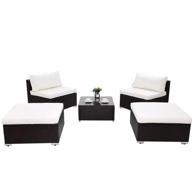 Modern 5 PC Patio Sectional Lounge Furniture
