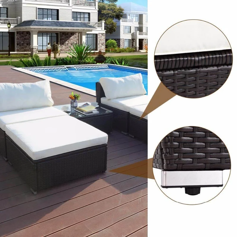 Modern 5 PC Patio Sectional Lounge Furniture