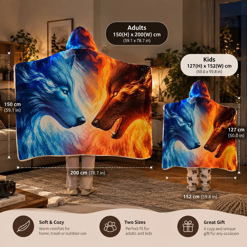 3d Ice and Fire Wearable Hooded Blanket