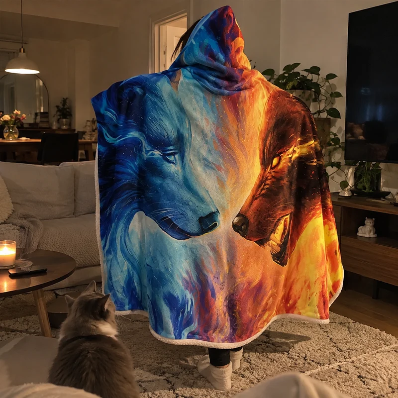 3d Ice and Fire Wearable Hooded Blanket