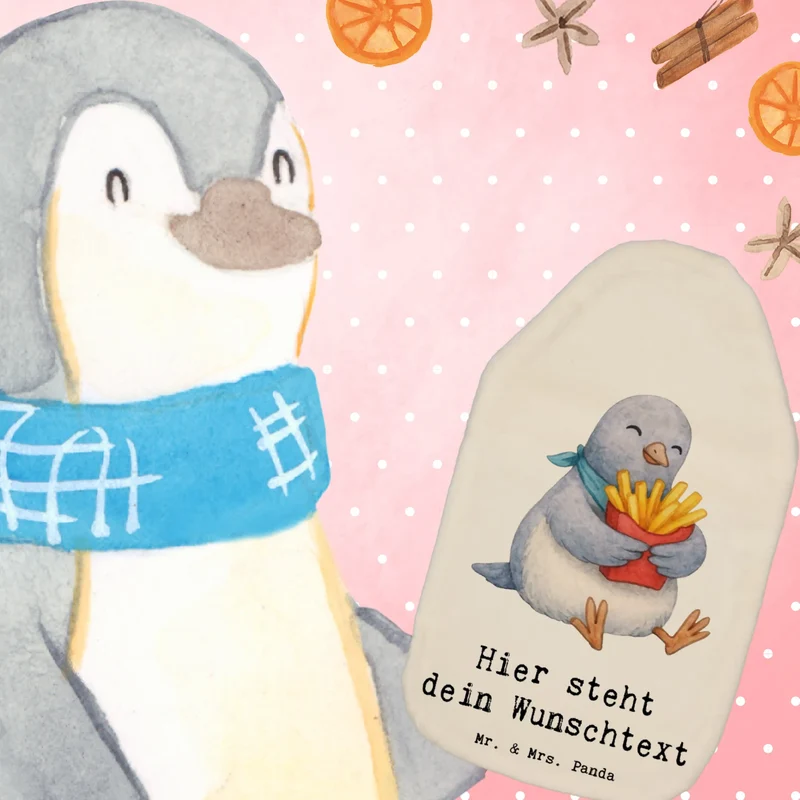 Personalisierte Wärmflasche Taube Winter Pommes