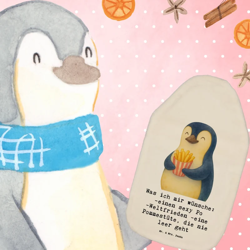 Wärmflasche Pinguin Frühling Pommes