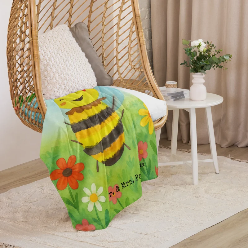 Sherpa Kuscheldecke Biene Happy Design