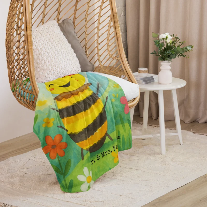 Sherpa Kuscheldecke Biene Happy Design