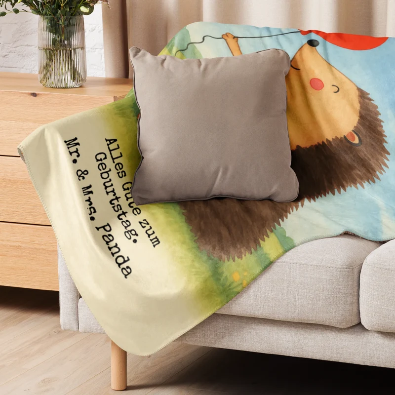 Sherpa Kuscheldecke Igel Luftballon Design