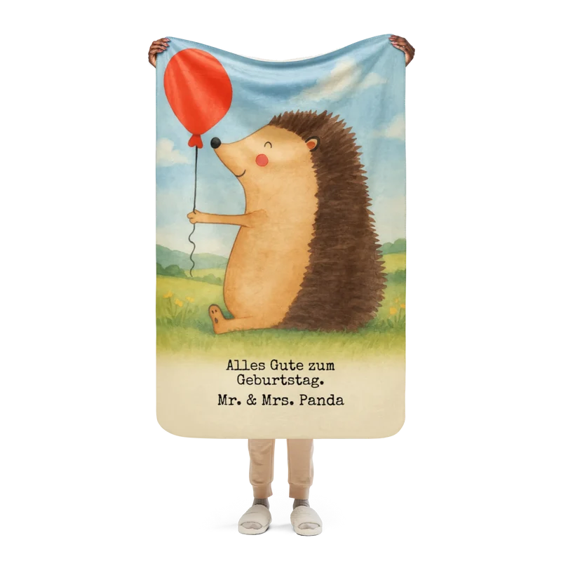 Sherpa Kuscheldecke Igel Luftballon Design
