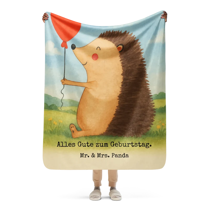 Sherpa Kuscheldecke Igel Luftballon Design