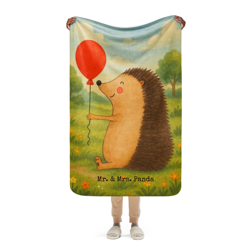 Sherpa Kuscheldecke Igel Luftballon Design