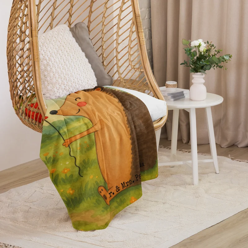 Sherpa Kuscheldecke Igel Luftballon Design