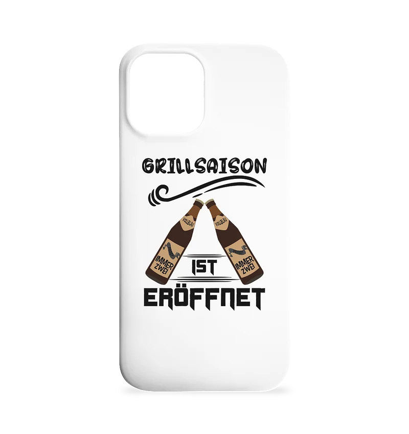 Grillsaison ist eröffnet, Grillen, Party, Feiern, Schwarzes Design - Iphone 12 Max Handyhülle